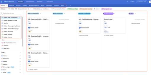 Une vision Kanban flexible pour vos A/B tests